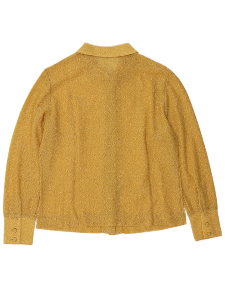 Camicetta camicia vintage da donna IT 46 grande gialla