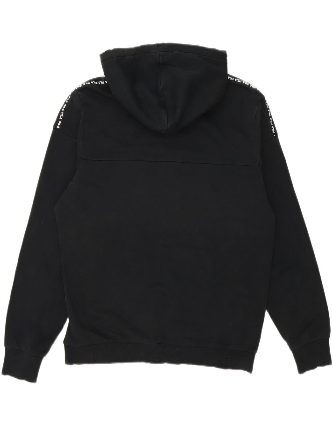 FILA Mens Graphic Hoodie Jumper Medium Black Cotton Vintage Fila and Second-Hand Fila from Messina Hembry 