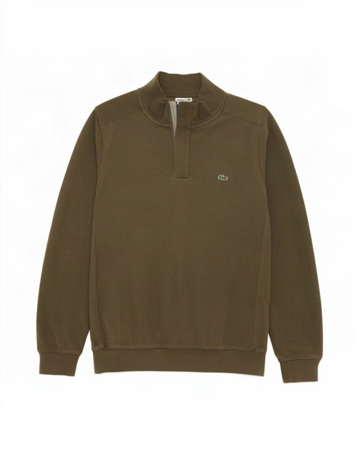 Maglione da uomo Lacoste con collo a bottoni taglia 4 cotone kaki medio