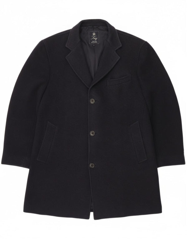 Fay Mens Overcoat UK 40 Large Navy Blue Virgin Wool