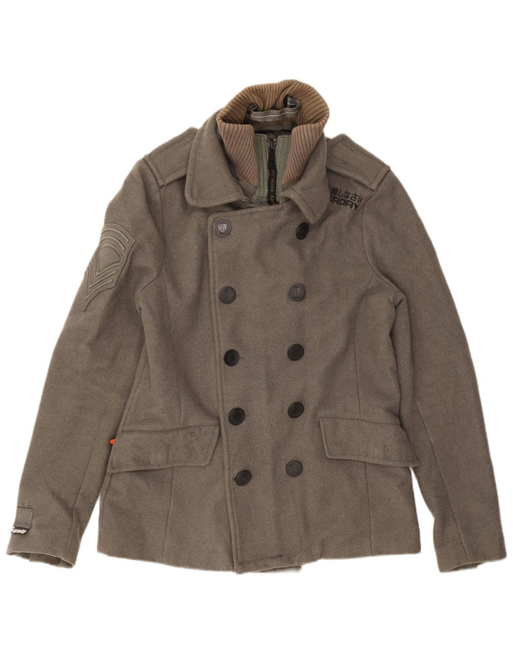 Cappotto da marinaio da uomo Superdry UK 40 grande lana grigia