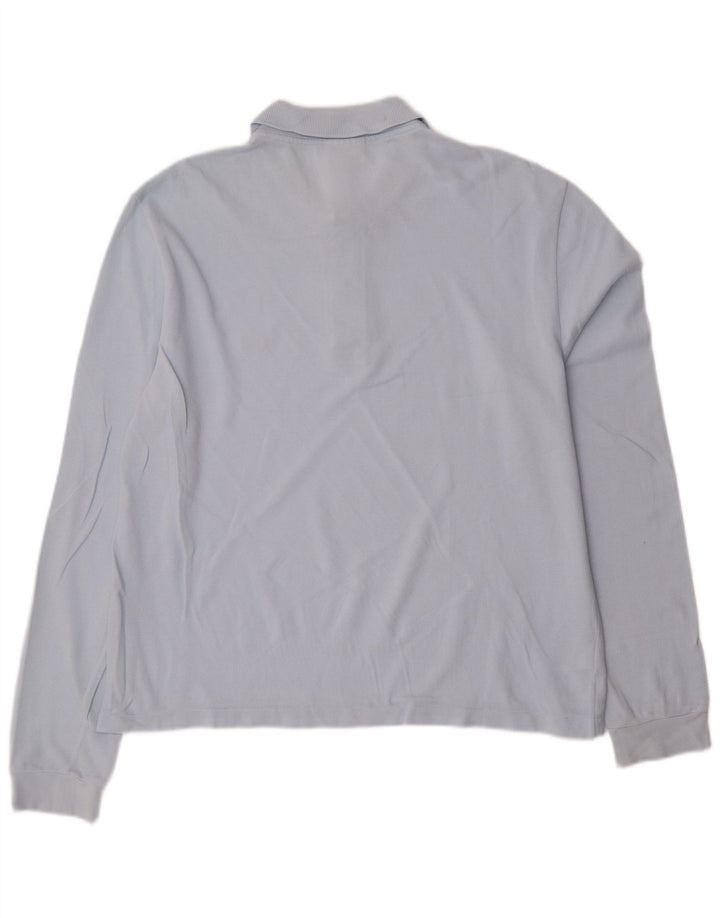 Polo LACOSTE da uomo a maniche lunghe taglia 4 in cotone blu medio