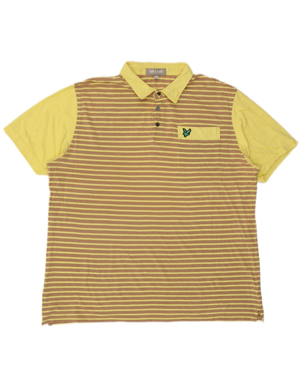 Polo da uomo Lyle & Scott 2XL cotone a righe gialle