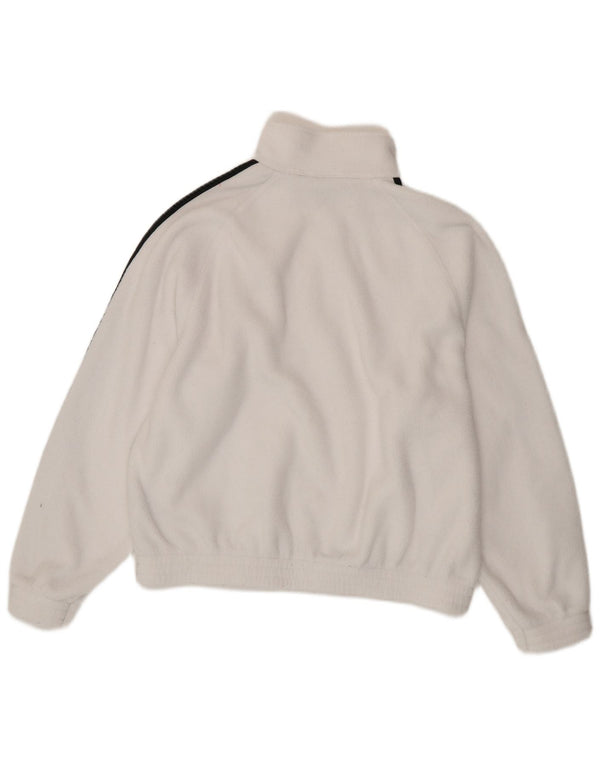 Maglione in pile Adidas da donna oversize con zip e collo UK 10 piccolo poliestere bianco