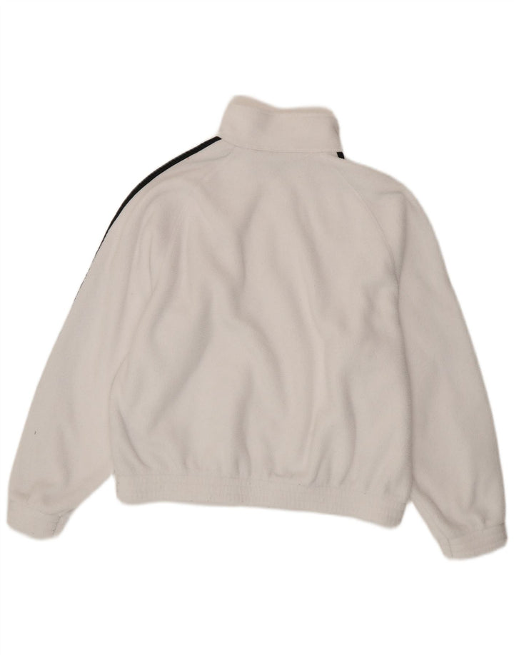 Maglione in pile Adidas da donna oversize con zip e collo UK 10 piccolo poliestere bianco