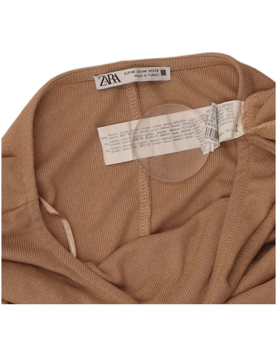 ZARA Womens Crop Oversized Blouse Top UK 14 Medium Beige Viscose