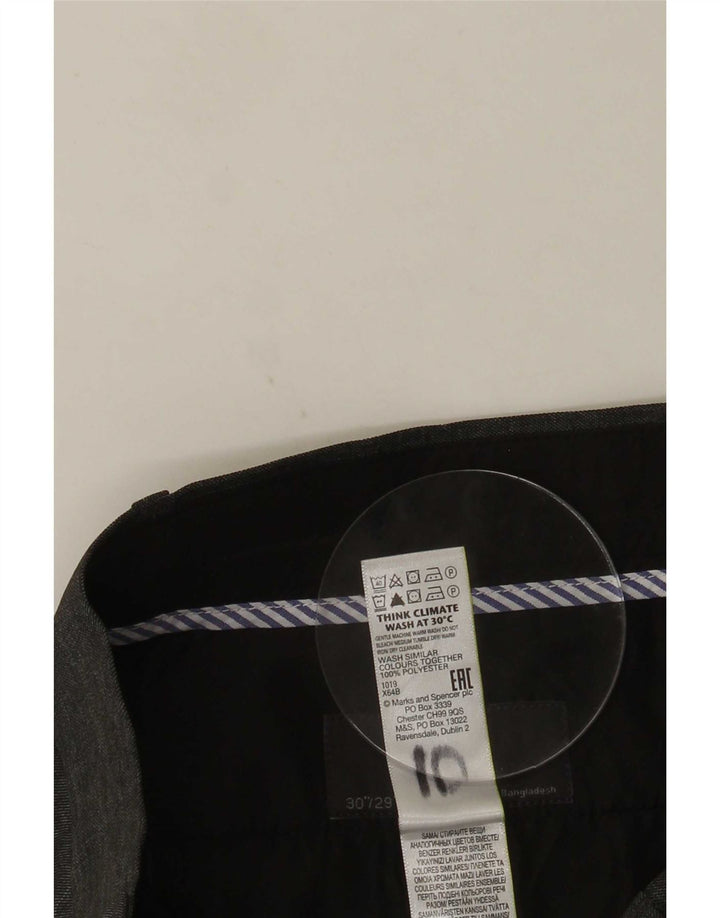 Pantaloni da abito slim da uomo Marks & Spencer W30 L29 Poliestere grigio
