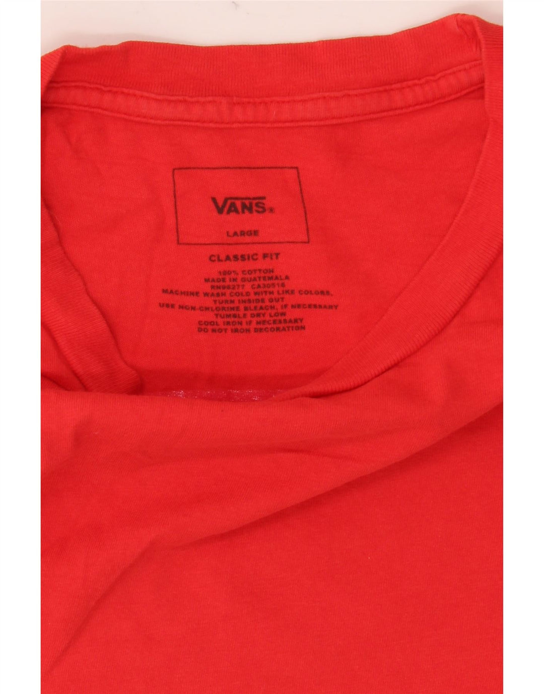 T-shirt grafica da uomo con vestibilità classica Vans, taglia grande, in cotone rosso
