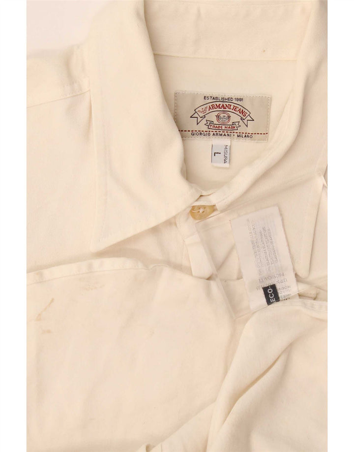 Camicia da uomo Armani Jeans Large in cotone bianco sporco