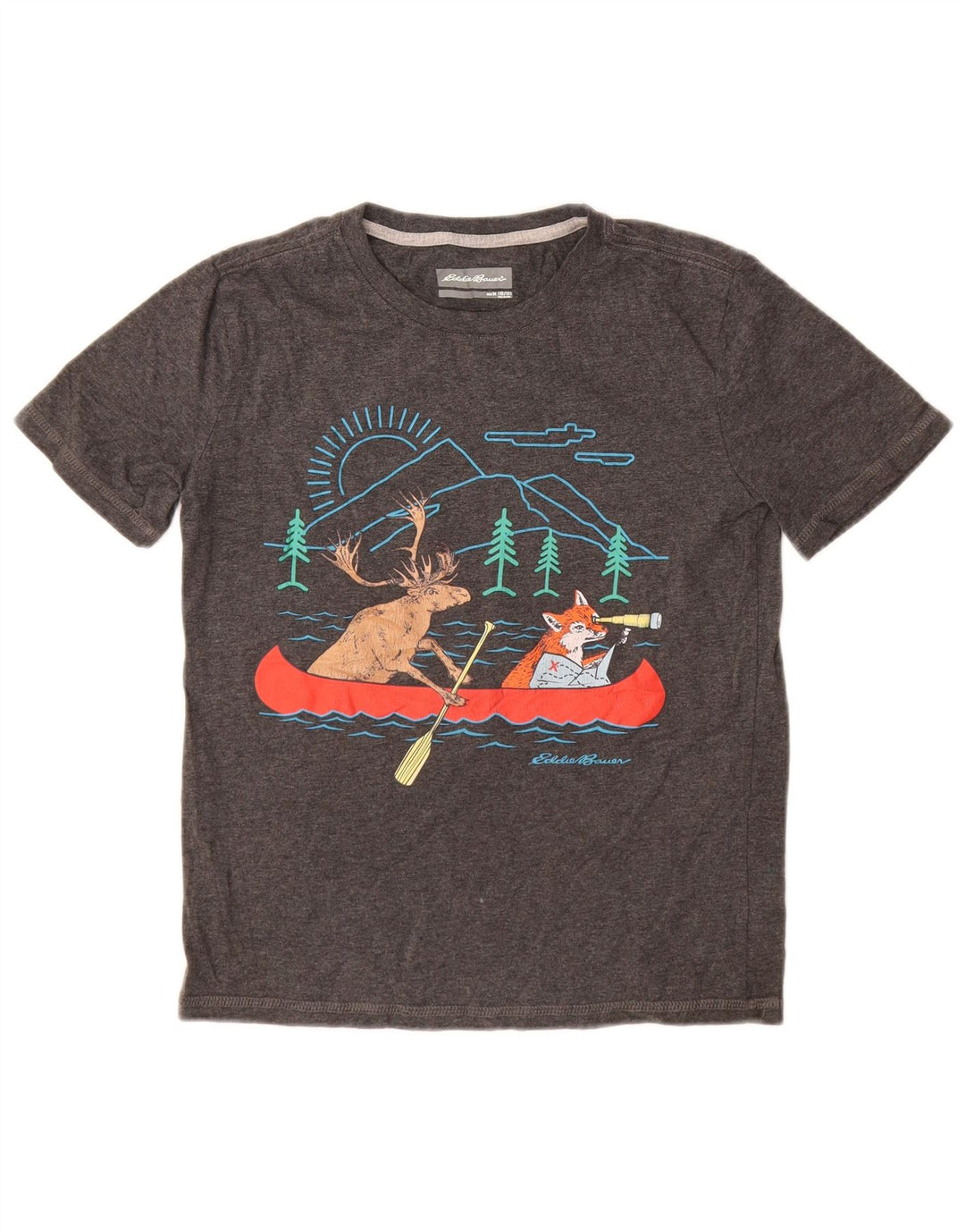 T-shirt grafica per ragazzi Eddie Bauer Top 10-11 anni Cotone grigio medio natura