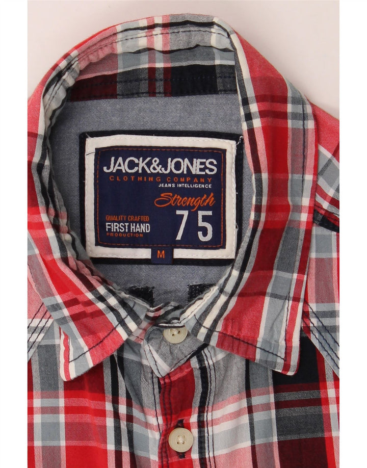 JACK & JONES Mens Graphic Military Shirt Medium Red Check Vintage Jack & Jones and Second-Hand Jack & Jones from Messina Hembry 