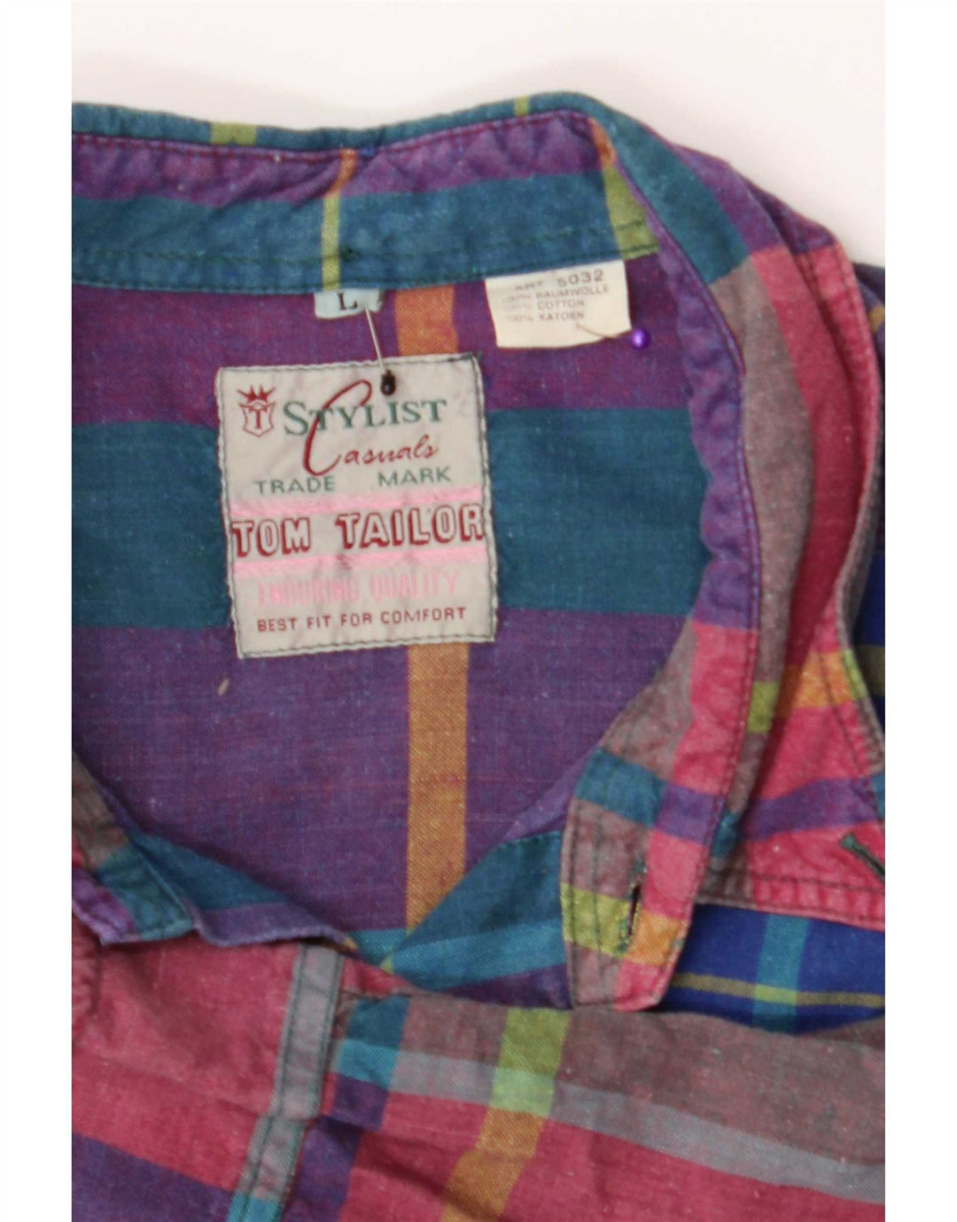 Camicia da uomo Tom Tailor Large in cotone a quadri multicolore