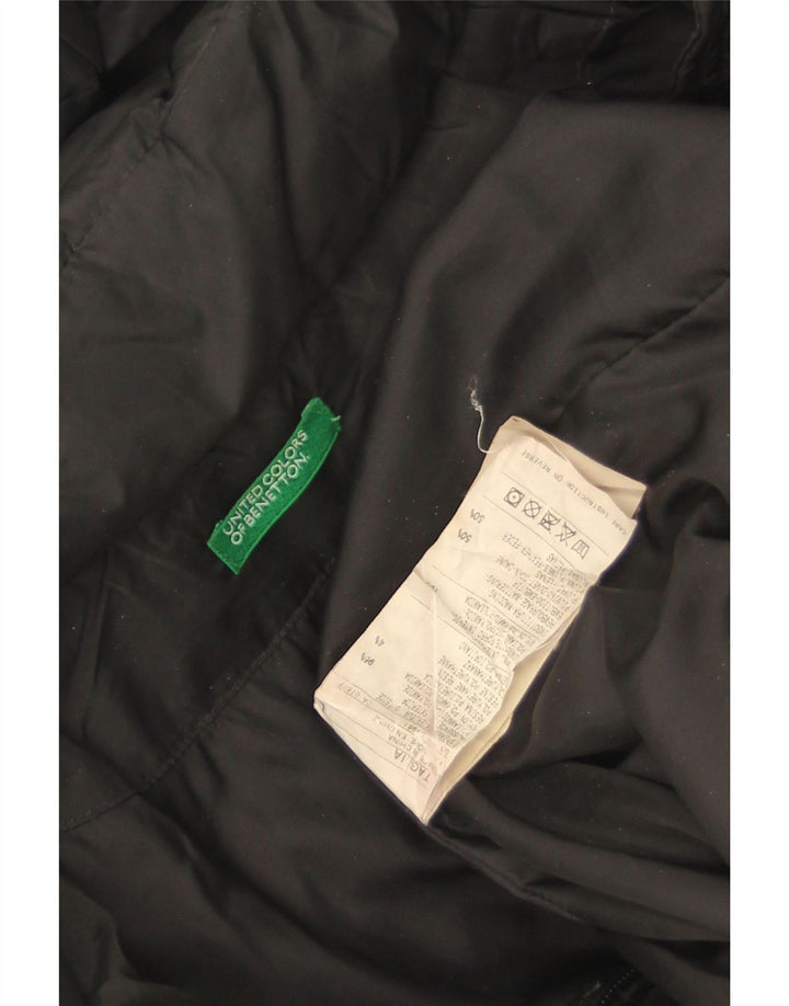 Cappotto imbottito con cappuccio da donna Benetton UK 16 Large Nero in poliammide
