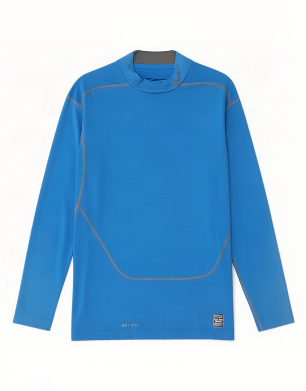 Top Nike da uomo a maniche lunghe in poliestere blu medio