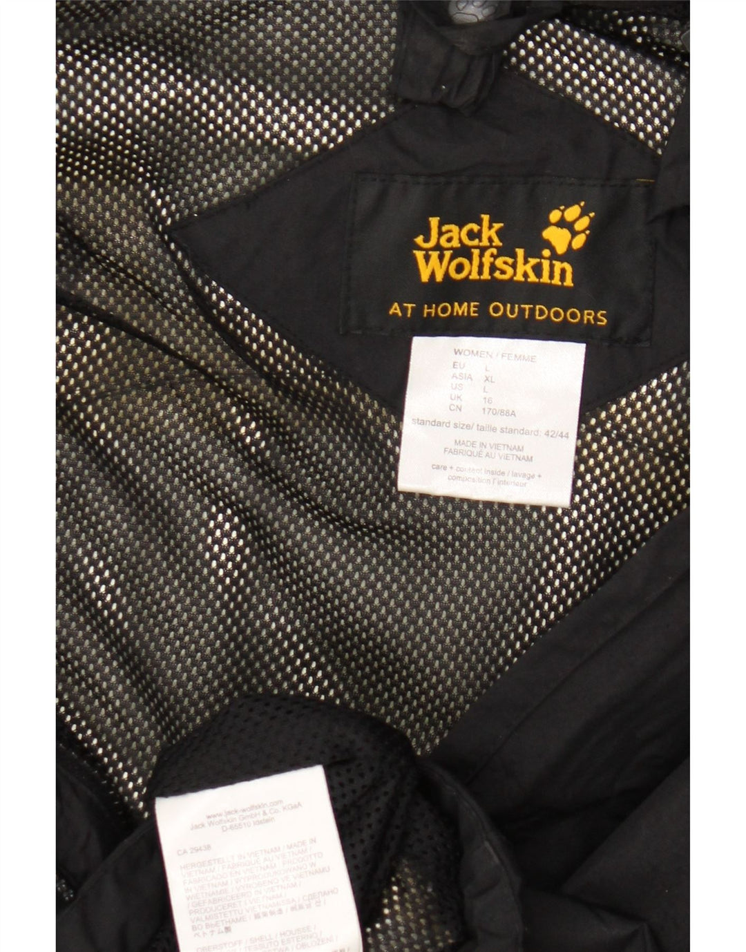 Giacca antipioggia con cappuccio da donna Jack Wolfskin UK 16 Large Nero Poliammide