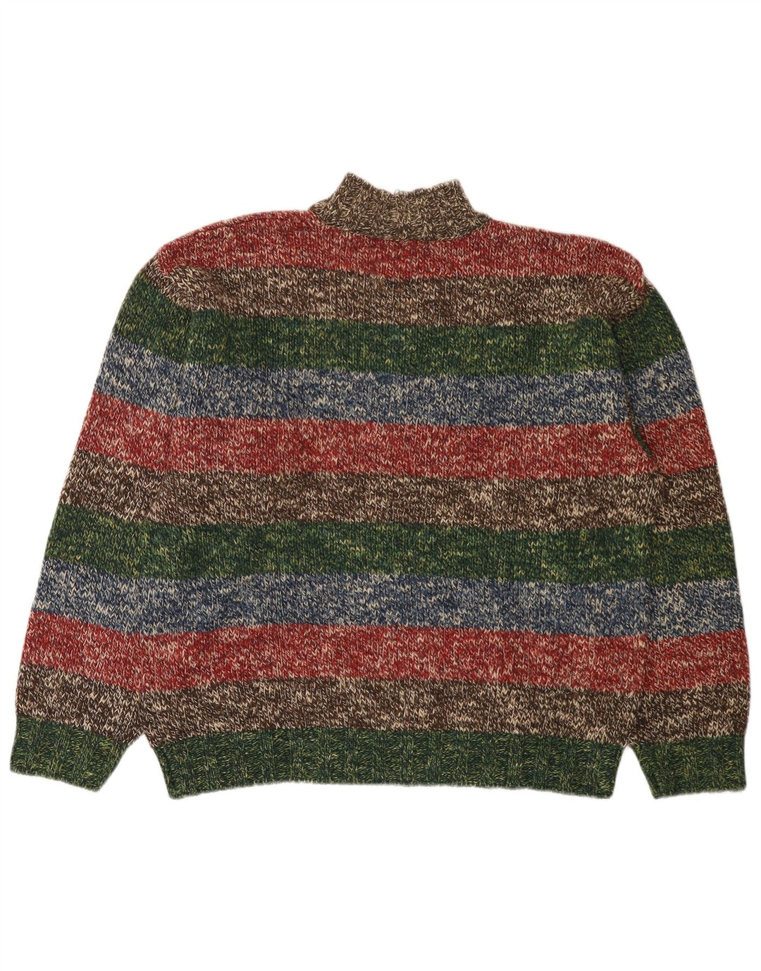 Maglione vintage da uomo con zip e collo IT 52 a righe grandi multicolori
