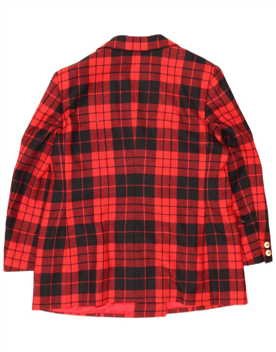 Giacca blazer doppiopetto da donna VINTAGE UK 12 medio rosso a quadri