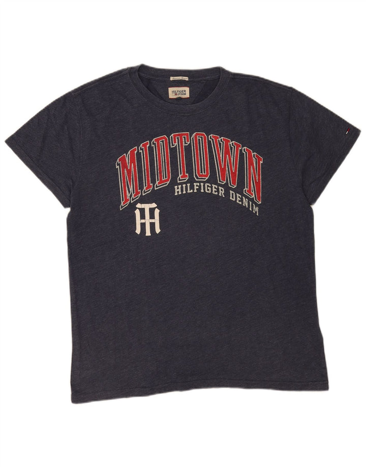 T-shirt grafica da uomo Tommy Hilfiger Top in cotone blu navy medio