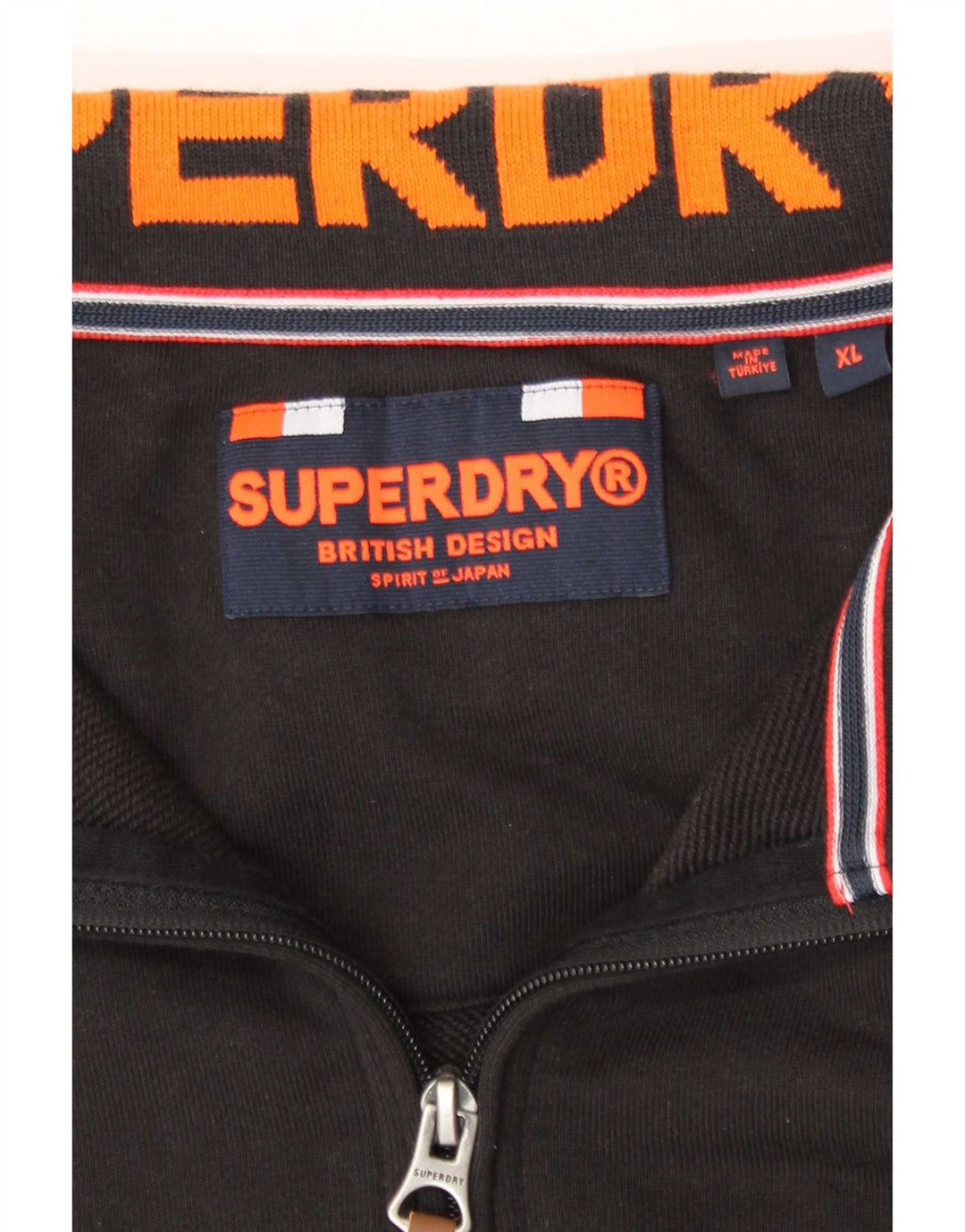 Maglione da uomo con zip e collo Superdry XL in cotone nero