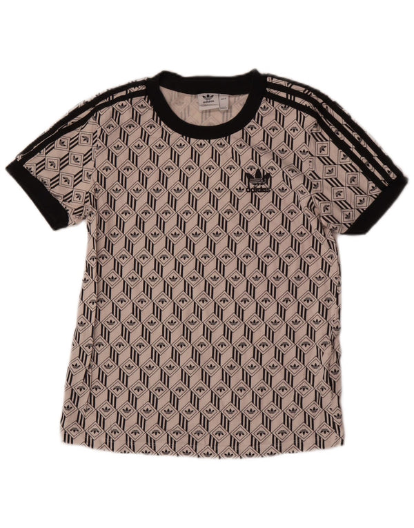 T-shirt grafica da donna Adidas Top UK 10 piccola in cotone bianco sporco