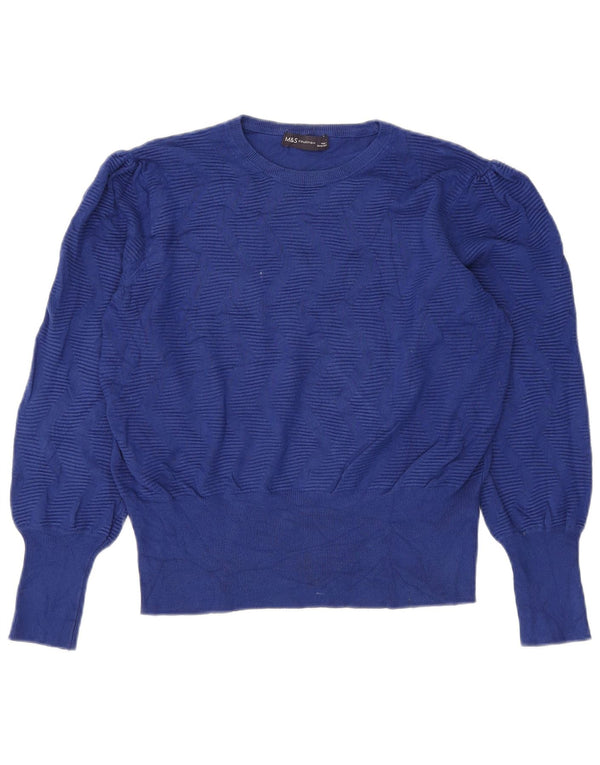 Maglione maglione girocollo corto da donna Marks & Spencer UK 16 grande blu navy