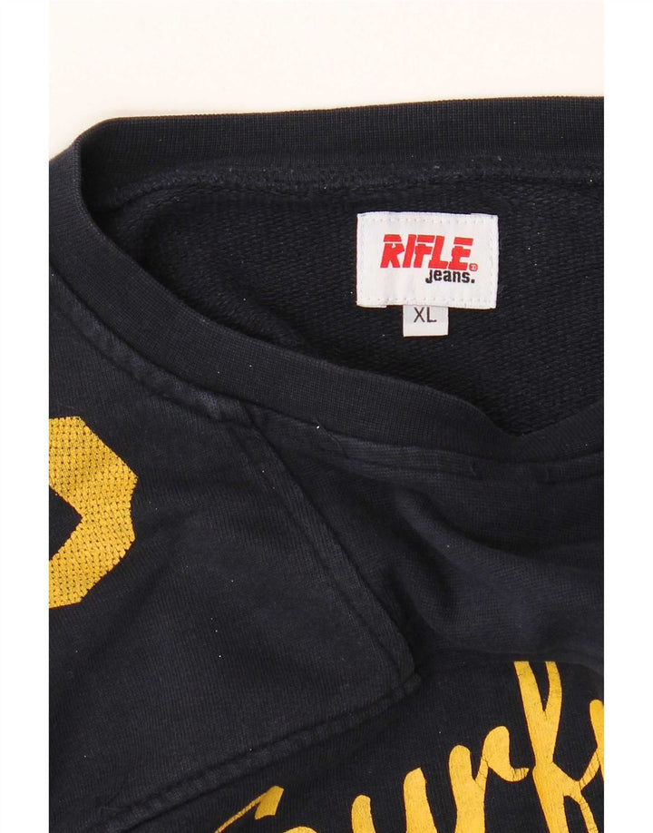 Felpa grafica da uomo Rifle Jumper XL Blu navy