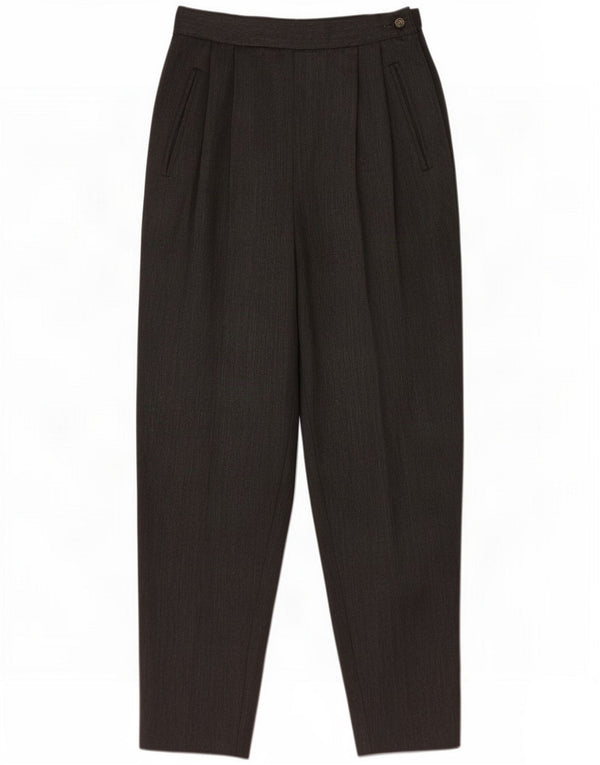 Pantaloni casual con pepped da donna vintage IT 42 Medium W28 L27 Lana grigia