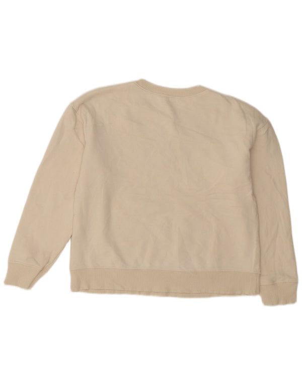 Felpa oversize grafica da donna Zara UK 10 piccola bianco sporco