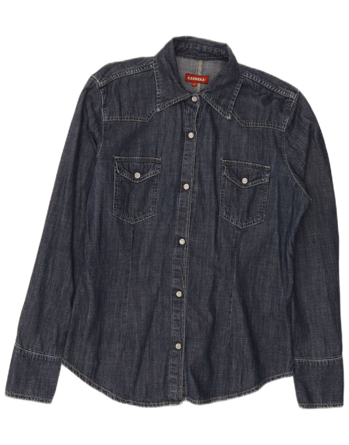 Camicia in denim da donna Carrera UK 16 grande cotone blu navy