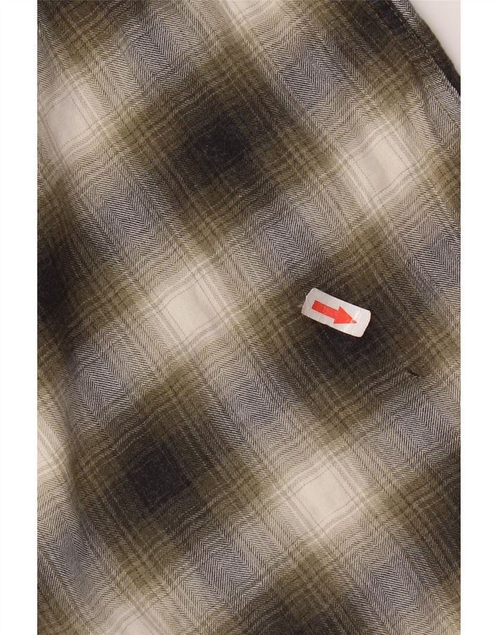 Camicia di flanella da uomo Abercrombie & Fitch in cotone a quadri kaki medio