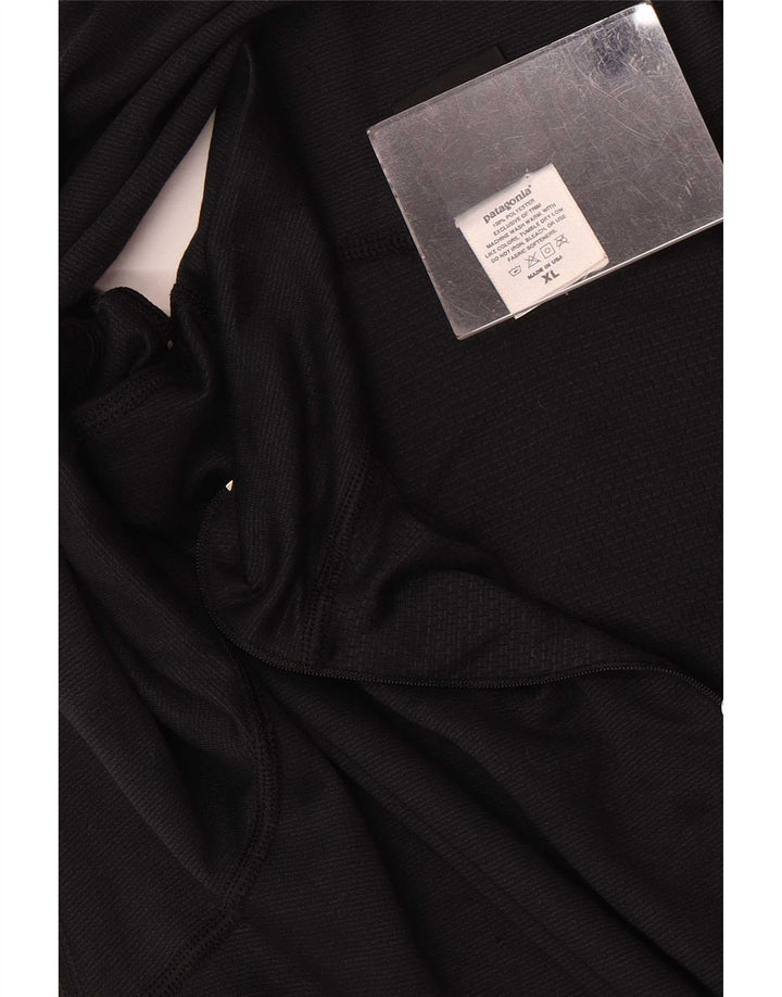 Patagonia Uomo Zip Neck Pullover Tuta Top XL Nero Poliestere
