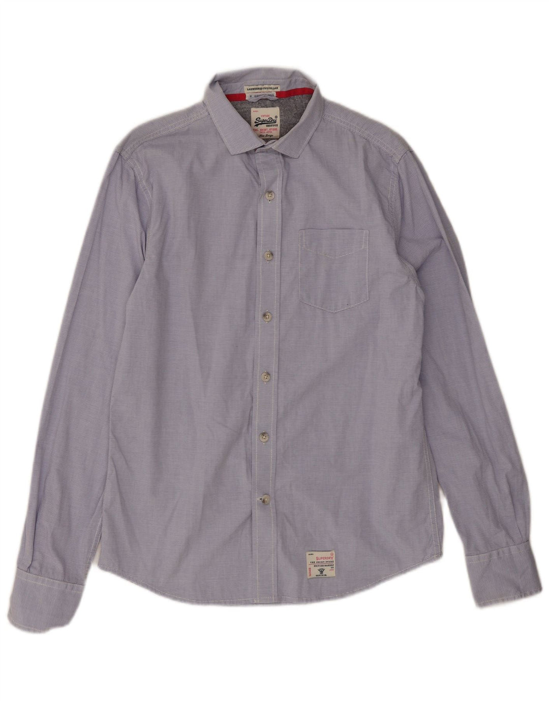Camicia da uomo Superdry Large in cotone gessato blu