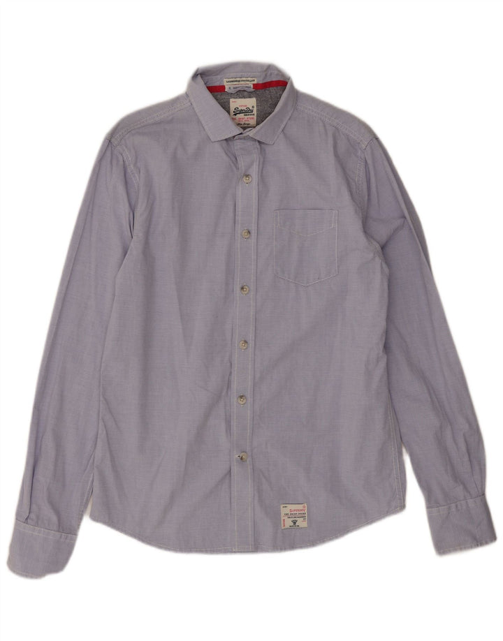 Camicia da uomo Superdry Large in cotone gessato blu