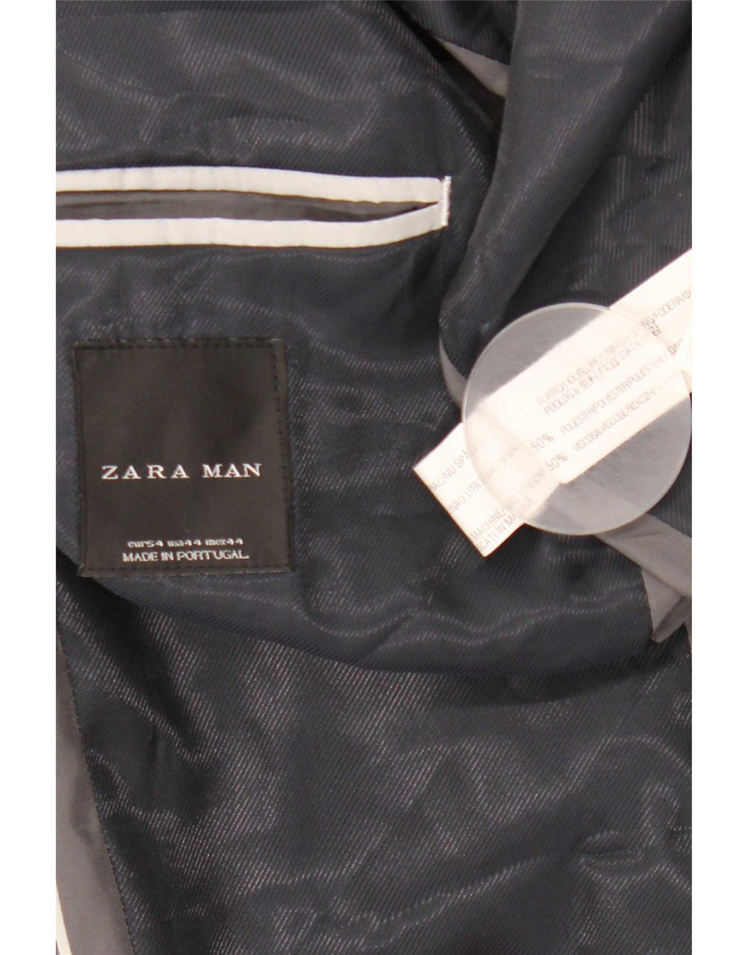 Giacca blazer da uomo a 2 bottoni Zara EU 54 XL poliestere gessato grigio