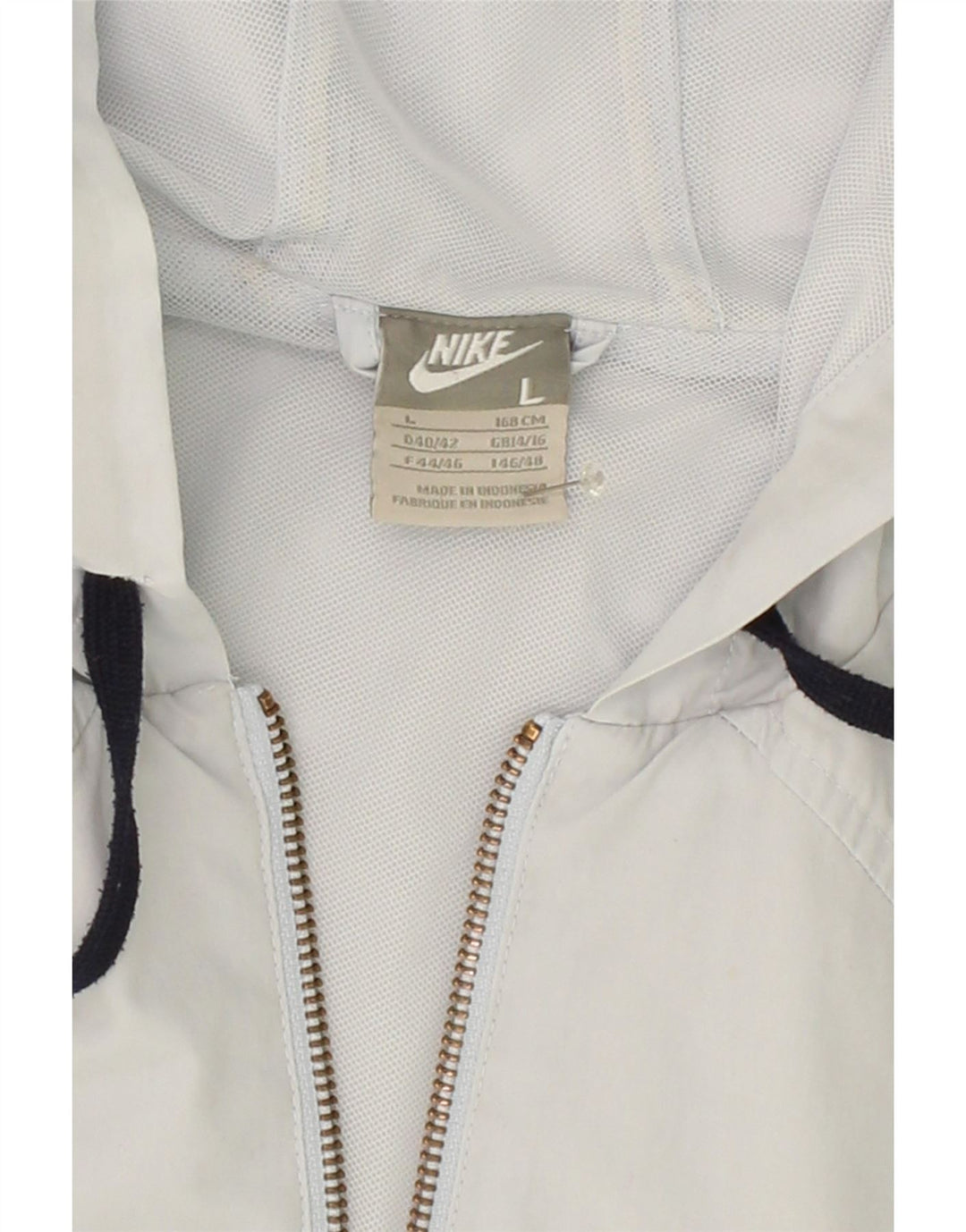 NIKE Womens Zip Hoodie Sweater UK 14/16 Large White Colourblock Polyester Vintage Nike and Second-Hand Nike from Messina Hembry 