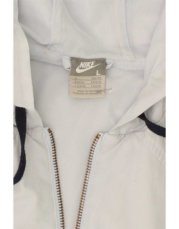 NIKE Womens Zip Hoodie Sweater UK 14/16 Large White Colourblock Polyester Vintage Nike and Second-Hand Nike from Messina Hembry 