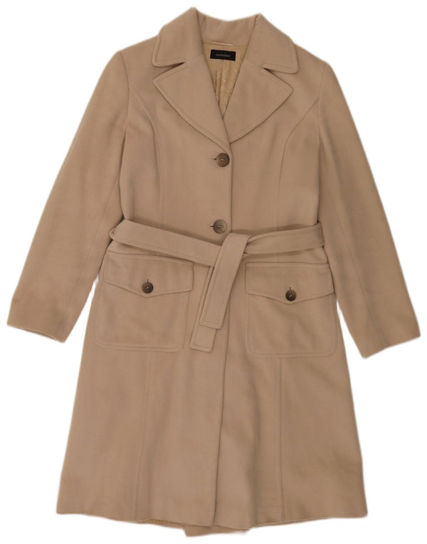 Caractere Womens Overcoat UK 14 Large Beige Virgin Wool