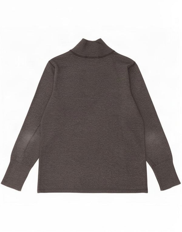 Eddie Bauer maglione da donna con zip e collo UK 16 Large Grey Flecked