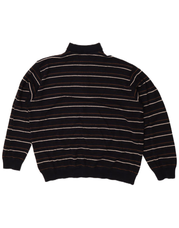 Paul & Shark Mens Yachting Polo Neck Jumper Sweater 2XL Navy Blue Striped