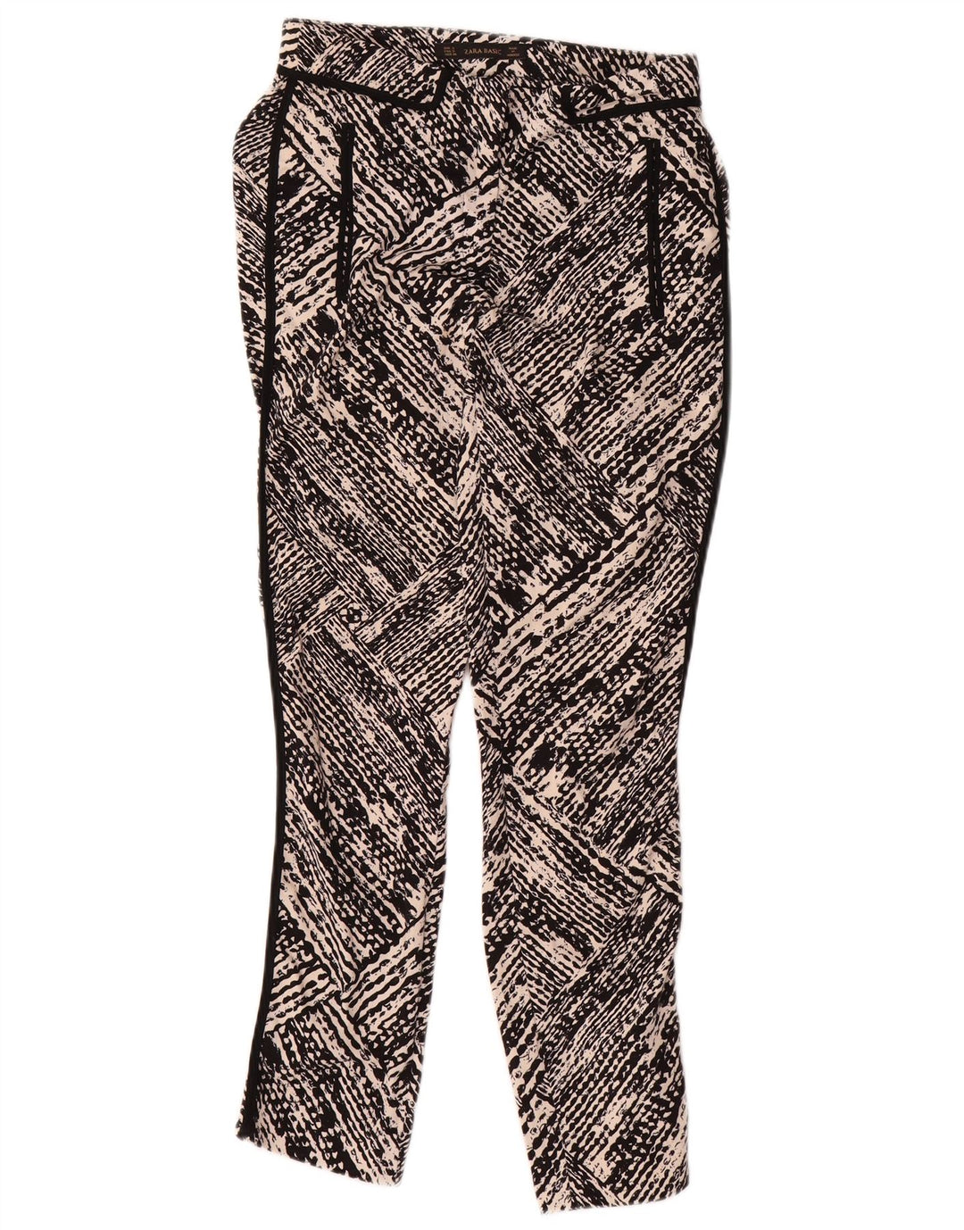 Pantaloni casual slim da donna Zara con motivo astratto piccoli W26 L27 neri