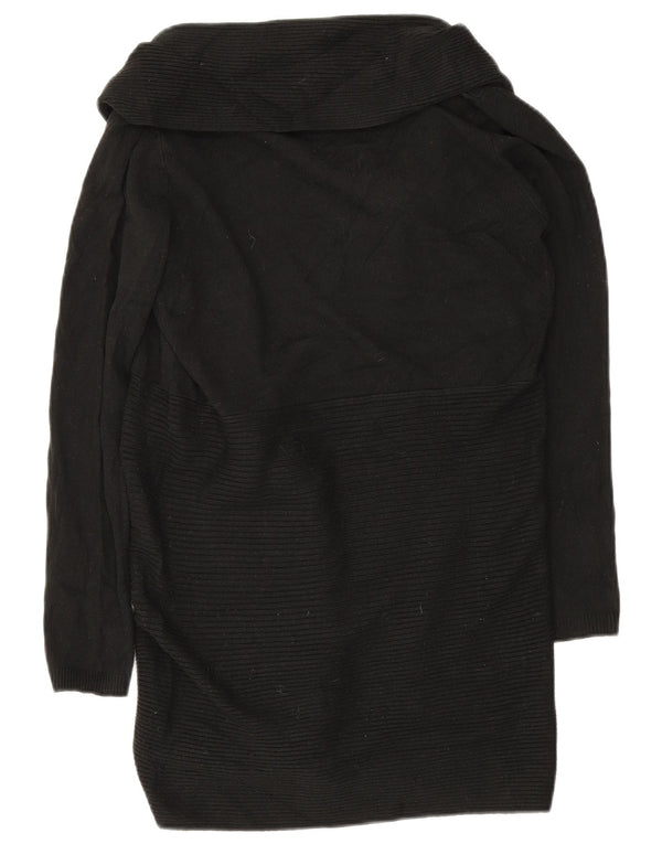 Maglione cardigan aperto lungo da donna Lipsy UK 10 piccolo acrilico nero