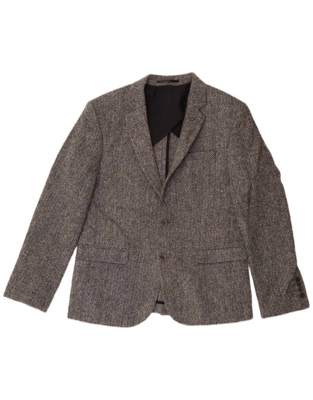 Giacca blazer slim fit da uomo Asos Harris Tweed UK 42 XL grigio a spina di pesce