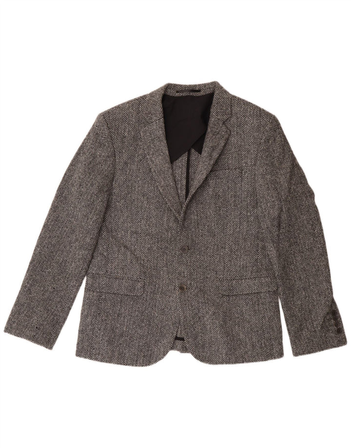 Giacca blazer slim fit da uomo Asos Harris Tweed UK 42 XL grigio a spina di pesce