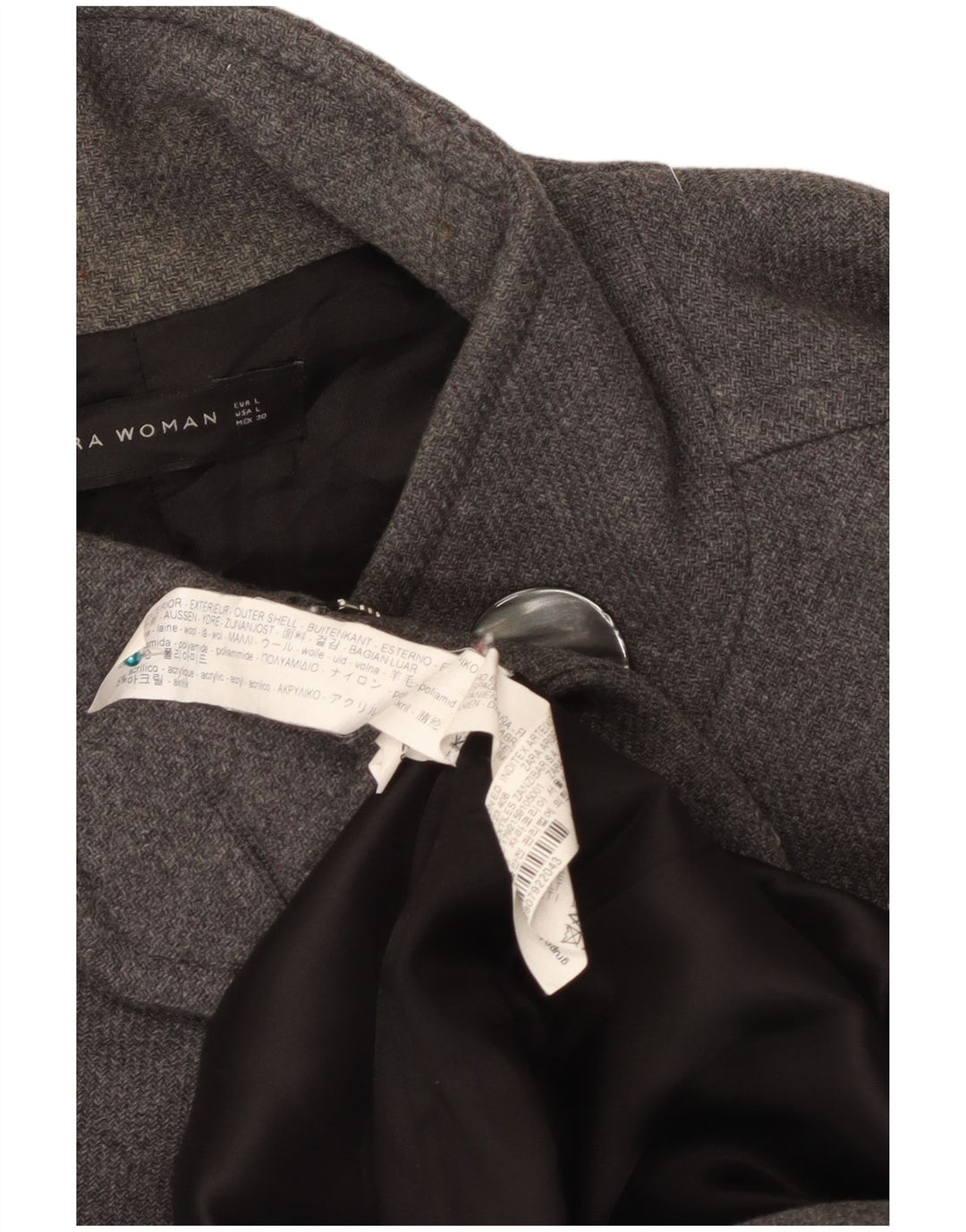 Cappotto Zara da donna UK 16 grande in lana grigia