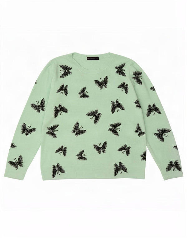 Maglione maglione con scollo a barca da donna Marks & Spencer UK 18 XL farfalla verde