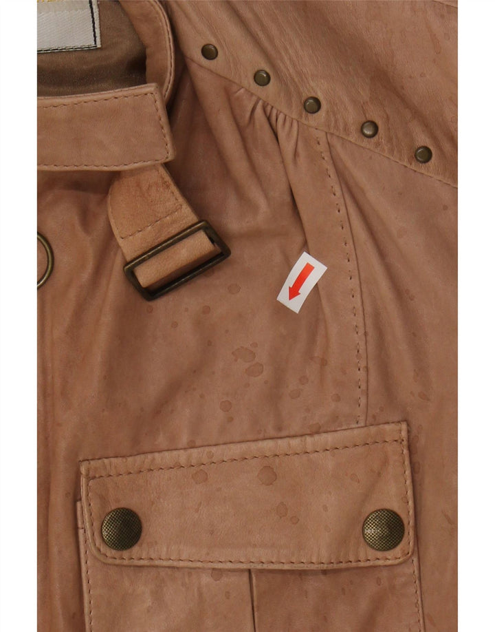 LEE Womens Leather Jacket UK 10 Small Beige Lambskin Vintage Lee and Second-Hand Lee from Messina Hembry 