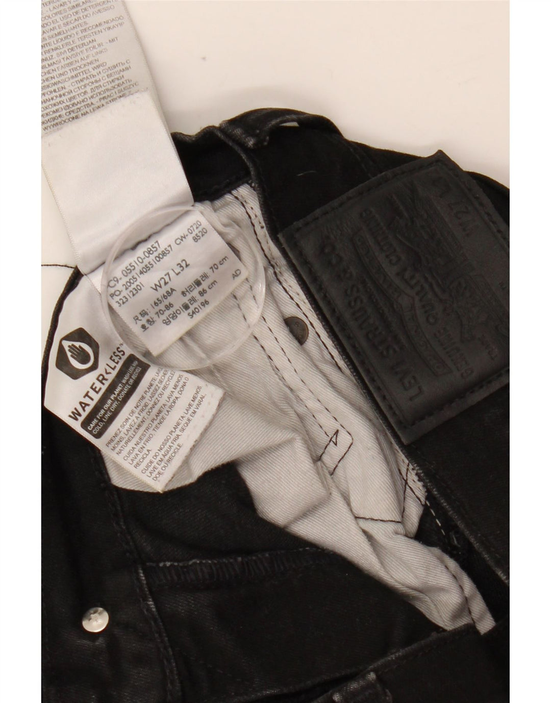 Jeans skinny da donna LEVI'S W27 L32 cotone nero