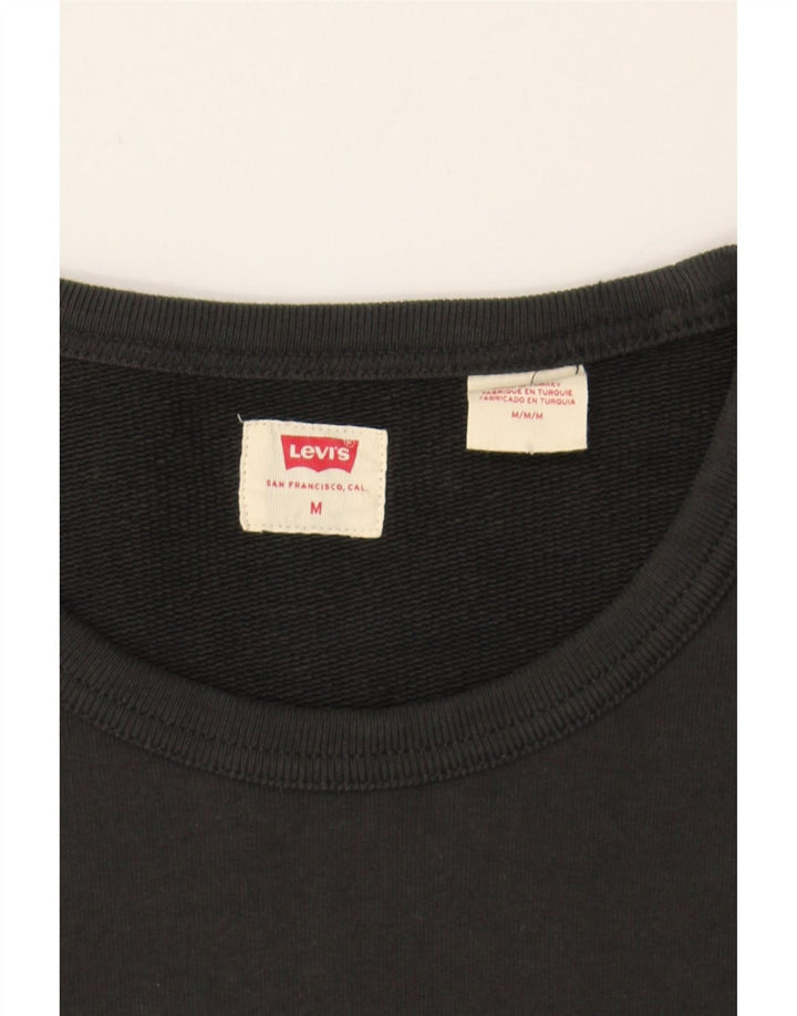 LEVI'S Mens Graphic Sweatshirt Jumper Medium Black Cotton Vintage Levi's and Second-Hand Levi's from Messina Hembry 