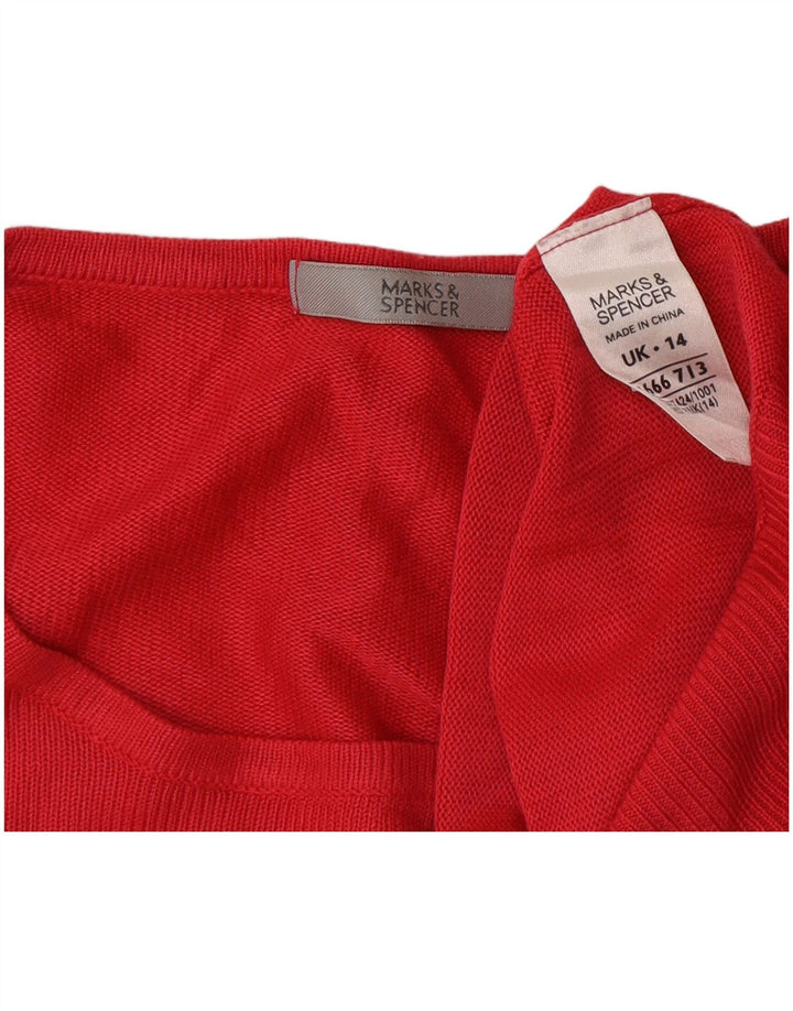 Maglione maglione oversize con scollo a barca da donna Marks & Spencer UK 14 grande rosa