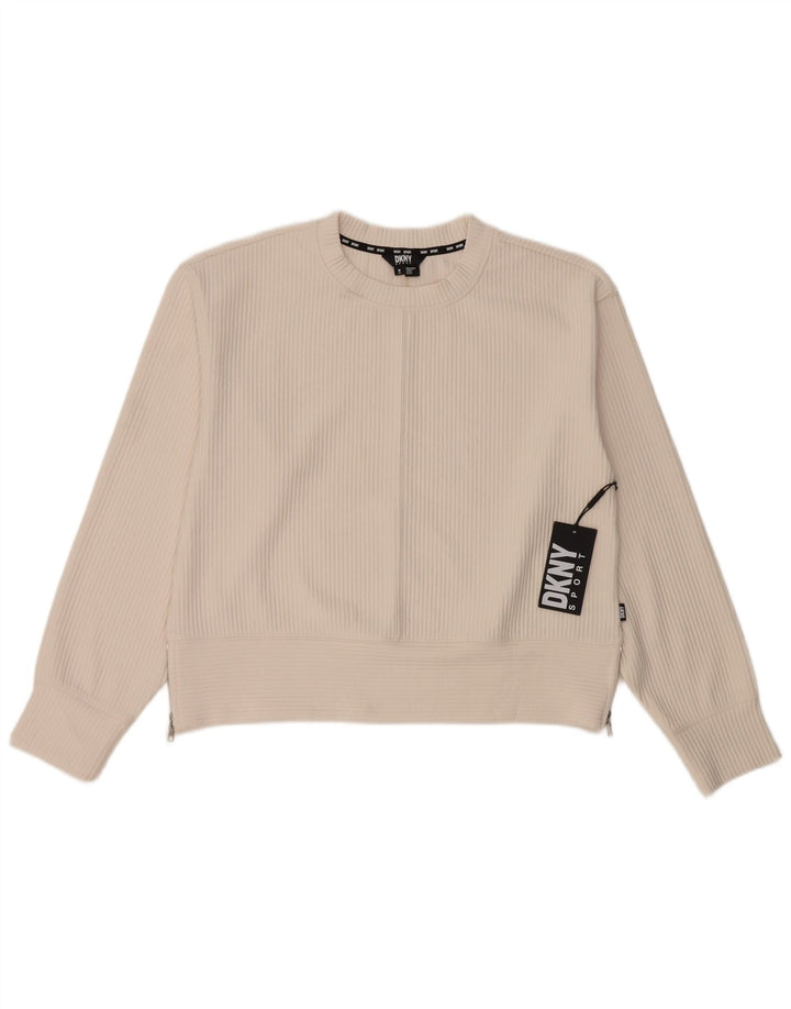 Felpa da donna Dkny Jumper UK 14 Poliestere bianco sporco medio